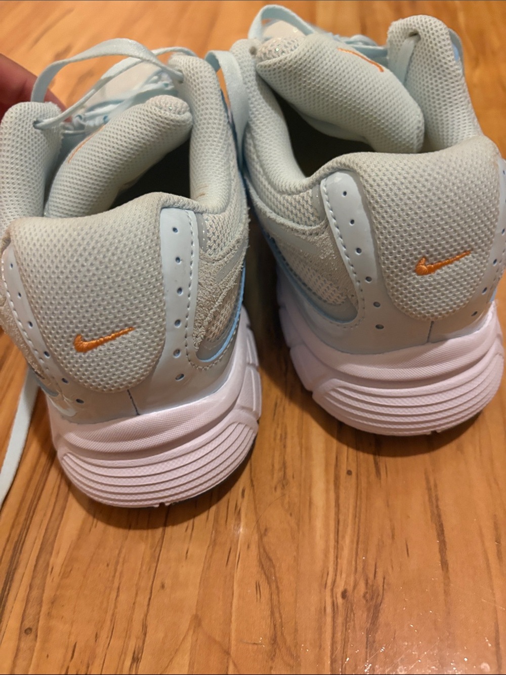 Nike Kids Light Blue Sneakers with Orange Swoosh - Picture 4 of 5